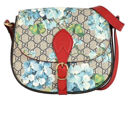 GG Blooms Saddle, &pound;850, Handbags, Beige/Blue/Red, Canvas/Leather, Front view